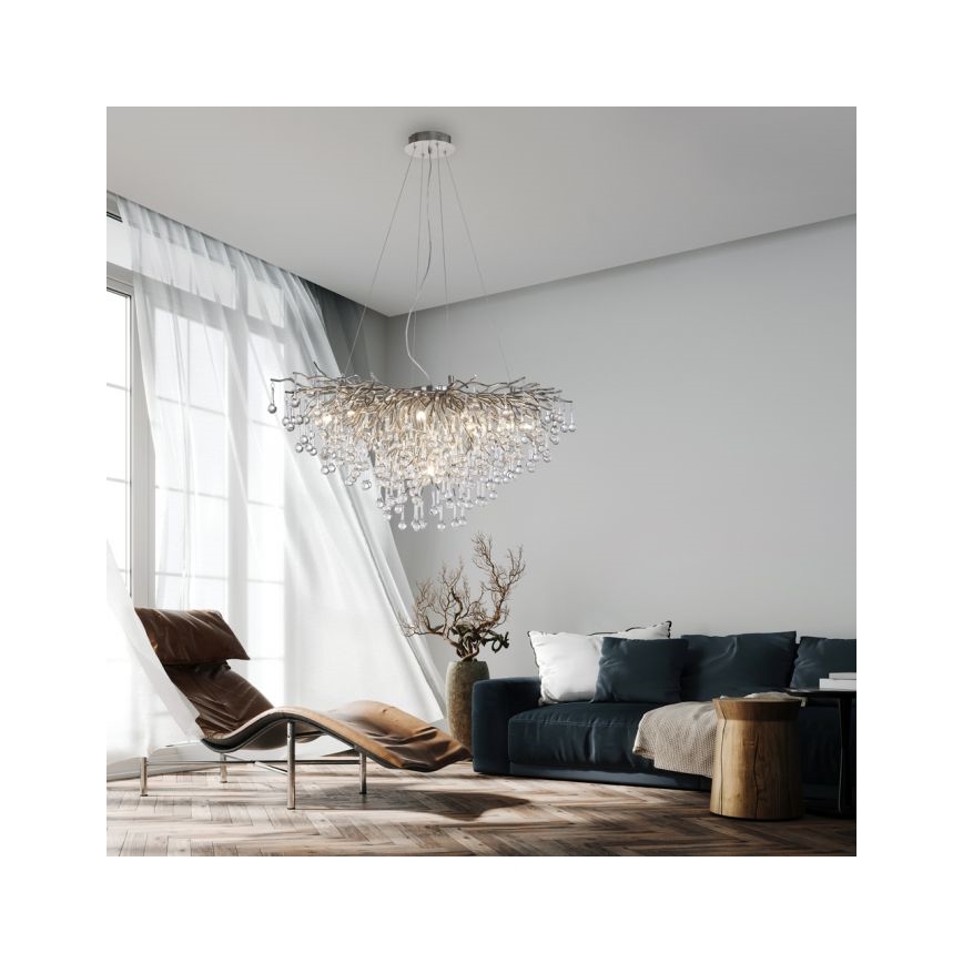 Paul Neuhaus 2192-55 - Hängeleuchte an Kabel ICICLE 10xG9/40W/230V 50x100 cm glänzender Chrom