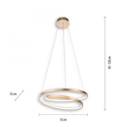 Paul Neuhaus 2472-12 - LED Dimmbarer Kronleuchter an Schnur ROMAN LED/30W/230V gold