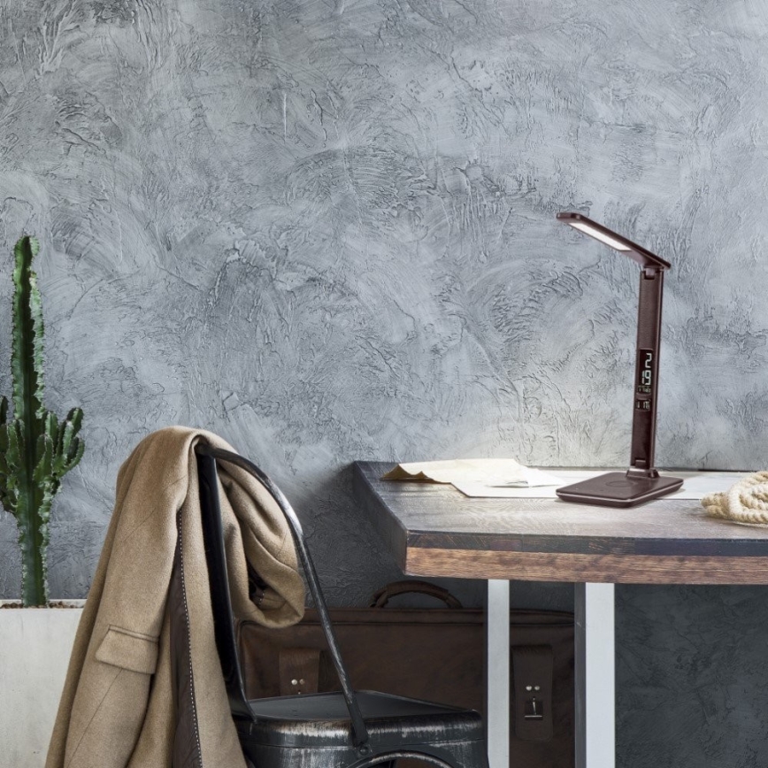 Paul Neuhaus 4595-23 - LED dimmbare Touch-Tischlampe mit kabelloser Ladefunktion ADRIANO LED/5W/230V braun