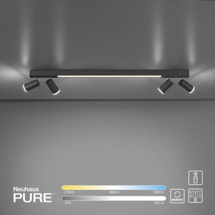 Paul Neuhaus 6121-13 - Dimmbarer LED-Strahler PURE 4xLED/4W/230V + LED/9W 2700-5000K + Fernbedienung