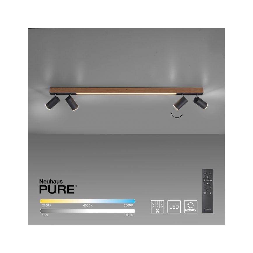 Paul Neuhaus 6121-79 - Dimmbarer LED-Strahler PURE 4xLED/4W/230V + LED/9W 2700-5000K + Fernbedienung