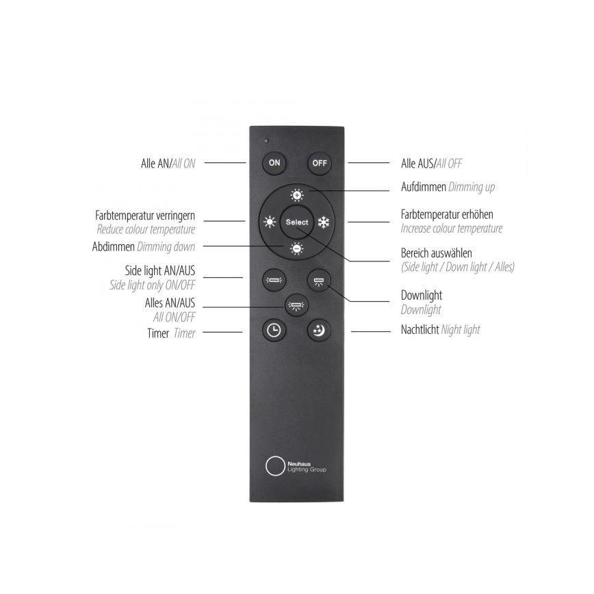 Paul Neuhaus 6121-79 - Dimmbarer LED-Strahler PURE 4xLED/4W/230V + LED/9W 2700-5000K + Fernbedienung