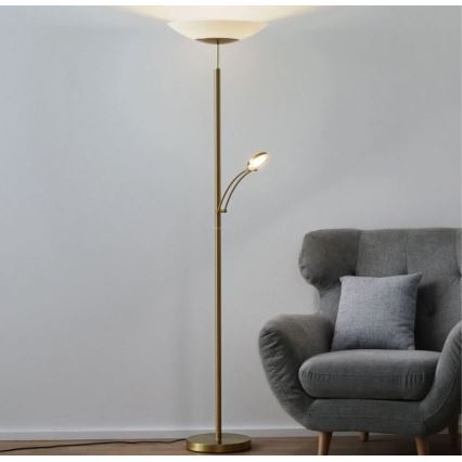 Paul Neuhaus 655-60 - Dimmbare LED-Stehlampe ALFRED LED/28W/230V+LED/4W/230V Messing