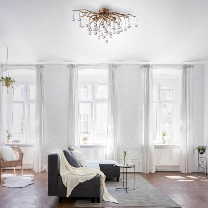 Paul Neuhaus 8090-11 - Anbaukronleuchter ICICLE 4xG9/40W/230V 30x60 cm Messing