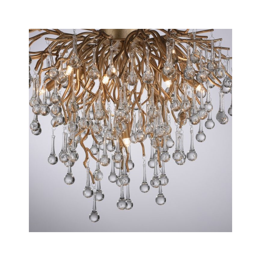 Paul Neuhaus 8091-11 - Anbaukronleuchter ICICLE 9xG9/40W/230V d 50 cm Messing
