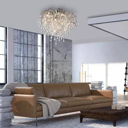 Paul Neuhaus 8091-55 - Anbaukronleuchter ICICLE 9xG9/40W/230V d 50 cm glänzendes Chrom