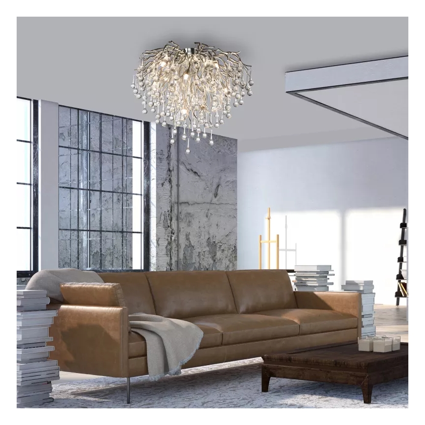 Paul Neuhaus 8091-55 - Anbaukronleuchter ICICLE 9xG9/40W/230V d 50 cm glänzendes Chrom