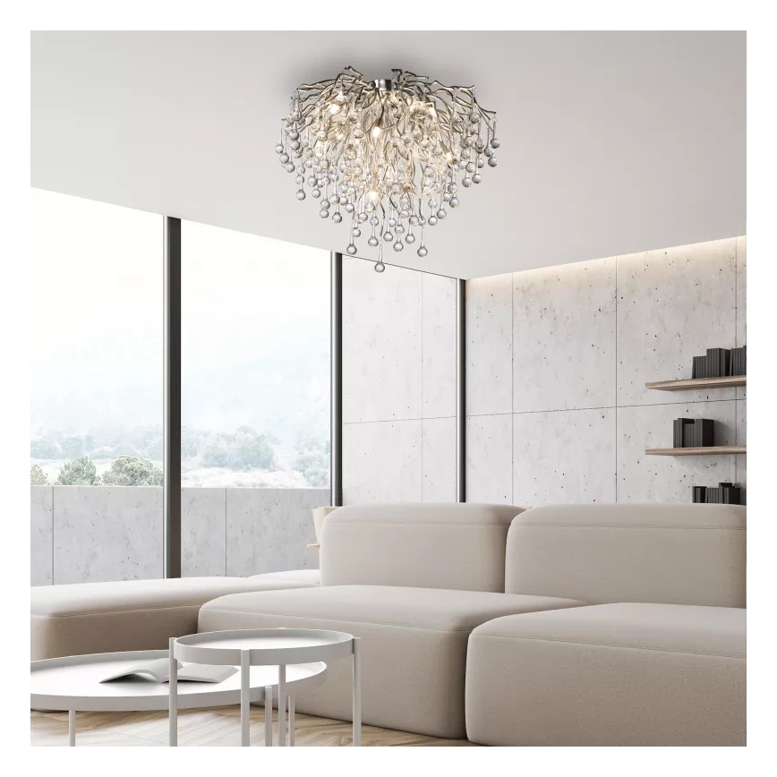 Paul Neuhaus 8091-55 - Anbaukronleuchter ICICLE 9xG9/40W/230V d 50 cm glänzendes Chrom