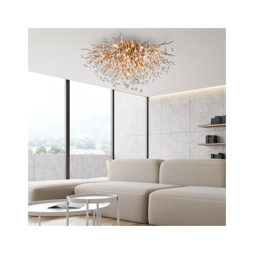 Paul Neuhaus 8092-11 - Anbaukronleuchter ICICLE 14xG9/40W/230V d 100 cm Messing