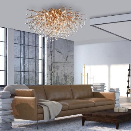 Paul Neuhaus 8092-11 - Anbaukronleuchter ICICLE 14xG9/40W/230V d 100 cm Messing