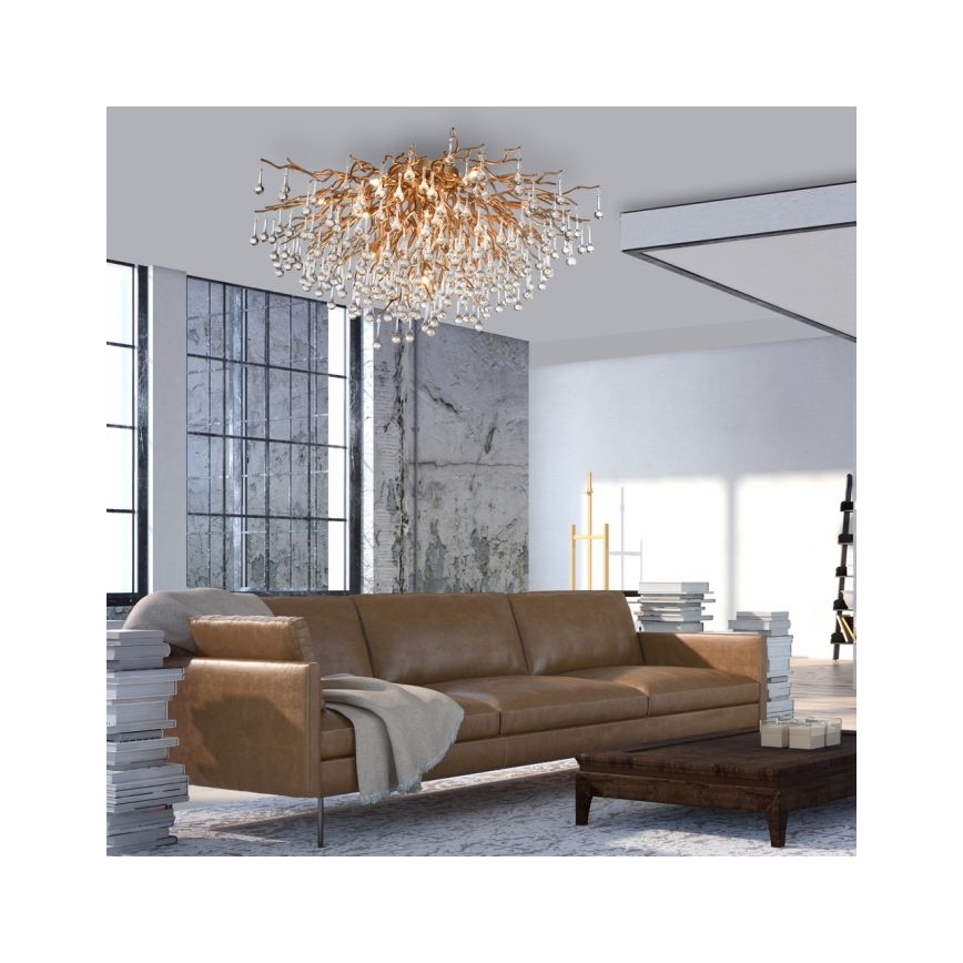 Paul Neuhaus 8092-11 - Anbaukronleuchter ICICLE 14xG9/40W/230V d 100 cm Messing