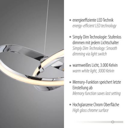Paul Neuhaus 8291-17 - Dimmbare LED-Hängeleuchte MELINDA LED/30W/230V