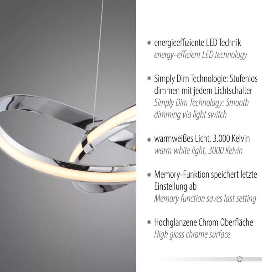 Paul Neuhaus 8291-17 - Dimmbare LED-Hängeleuchte MELINDA LED/30W/230V