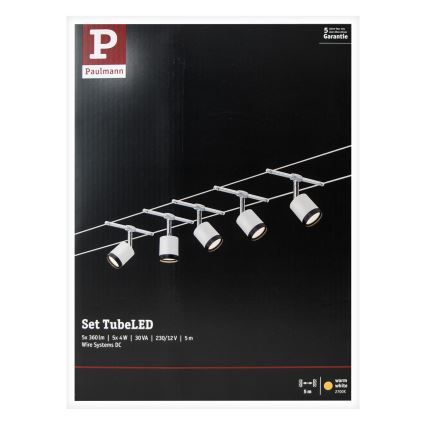 Paulmann 3981 - SET 5xLED/4W Einbauleuchte für das Seilsystem TUBE 230V