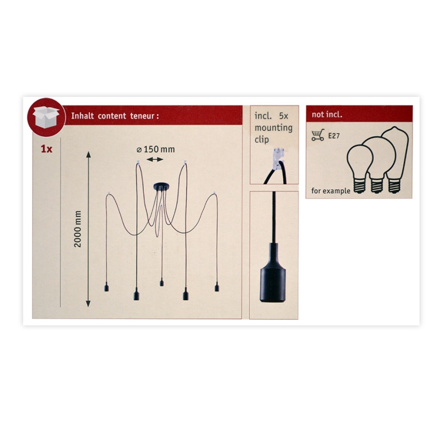 Paulmann 50389 - Hängeleuchte NEORDIC 5xE27/20W/230V Spinne