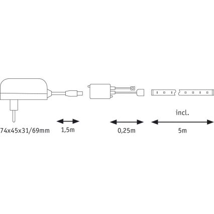 Paulmann 70480 - LED RGBW/16,5W Dimmbarer Streifen DIGITAL 5 m 230V + Fernbedienung
