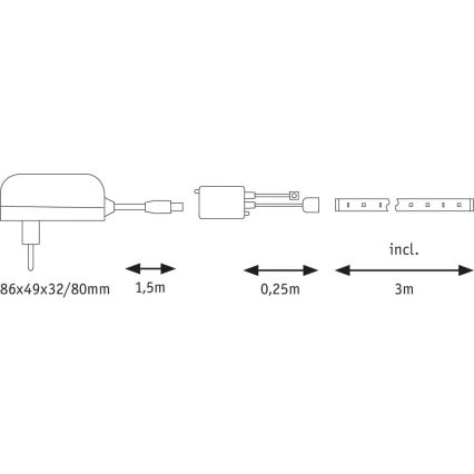 Paulmann 70481 - LED RGBW/9,6W Dimmbarer Streifen DIGITAL 3 m 230V + Fernbedienung