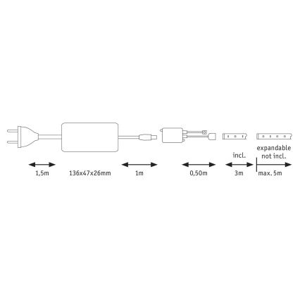 Paulmann 70624 - LED/20W Dimmbarer Streifen MAXLED 3m 230V + Fernbedienung