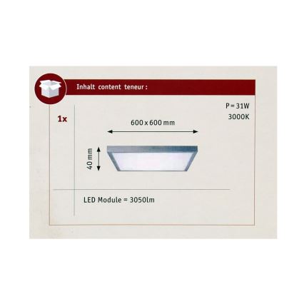 Paulmann 70652 - LED/30W Deckenleuchte LUNAR 230V