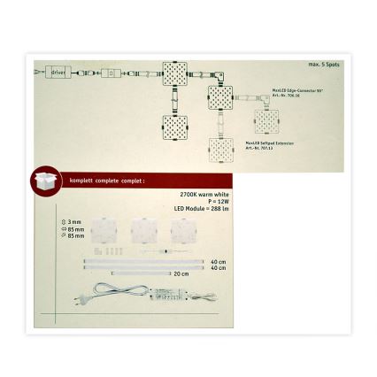 Paulmann 70710 - SET 3xLED/3,3W Möbelbeleuchtung mit Sensor SOFTPAD 230V 2700K