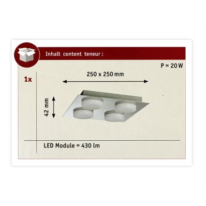 Paulmann 70875 - 4xLED/5W IP23 Badezimmer-Deckenleuchte DORADUS 230V