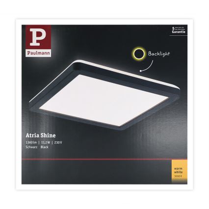 Paulmann 71000 - LED/11,2W Aufbaupanel ATRIA 230V 3000K 19x19 cm schwarz