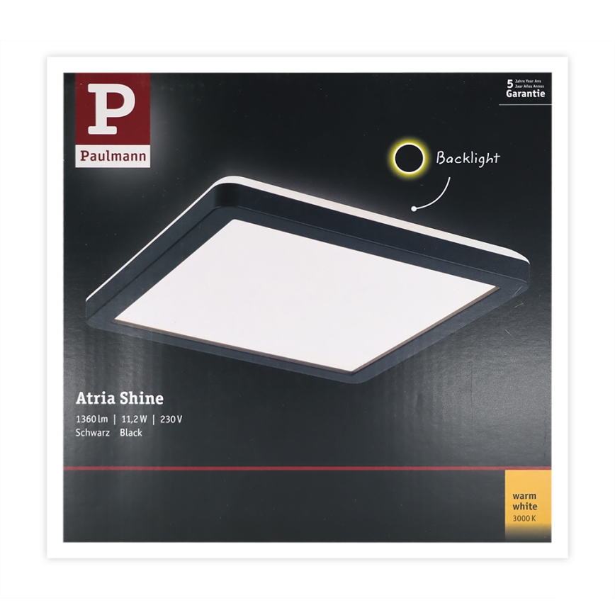 Paulmann 71000 - LED/11,2W Aufbaupanel ATRIA 230V 3000K 19x19 cm schwarz
