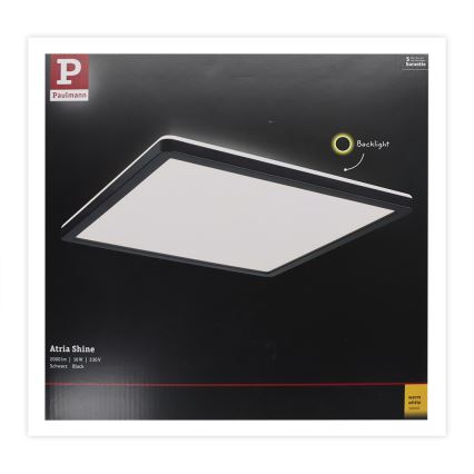 Paulmann 71001 - LED/16W Aufbaupanel ATRIA 230V 3000K 29,3x29,3 cm schwarz