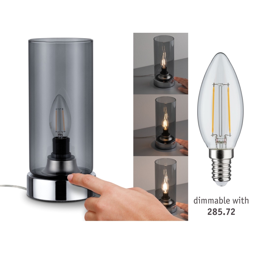 Paulmann 77056 - 1xE14/20W Dimmbare Tischleuchte mit Touch-Funktion PINJA 230V