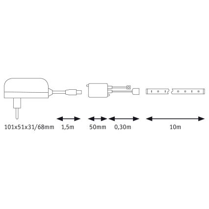 Paulmann 78980 - LED RGB/28W Dimmbare Streifen SIMPLED 10m 230V + FB