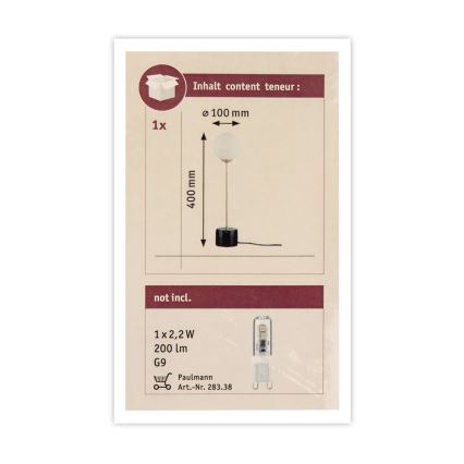 Paulmann 79662 - 1xG9/10W Tischlampe NEORDIC MOA 230V