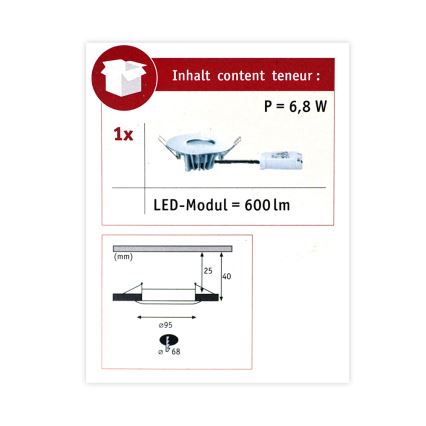 Paulmann 79668 - LED/6,8W IP44 Badezimmer-Einbauleuchte HOUSE 230V