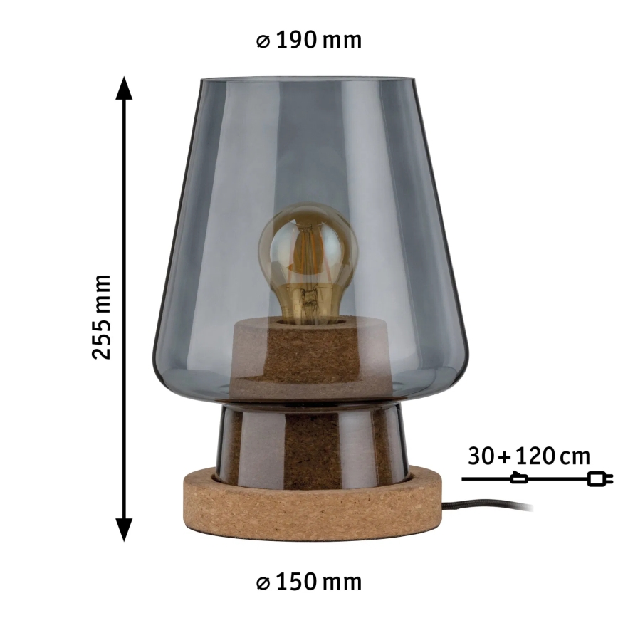 Paulmann 79736 - 1xE27/20W Tischleuchte IBEN 230V rauchfarben