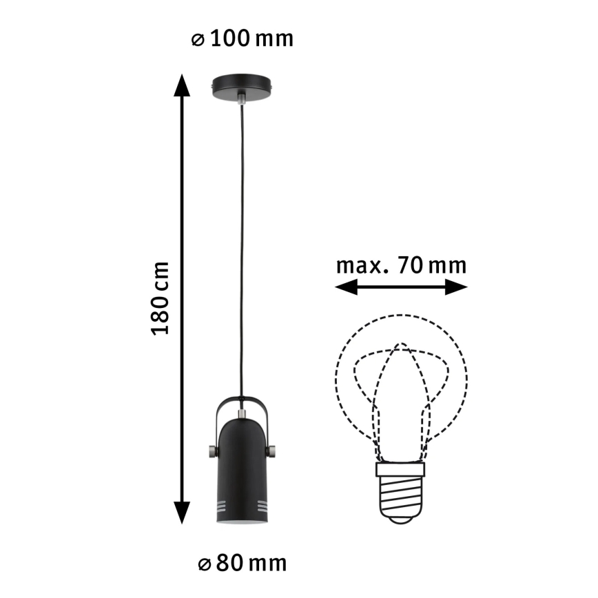 Paulmann 79766 - LED RGBW 1xE27/12W Pendelleuchte an Kabel LAVEA 230V schwarz