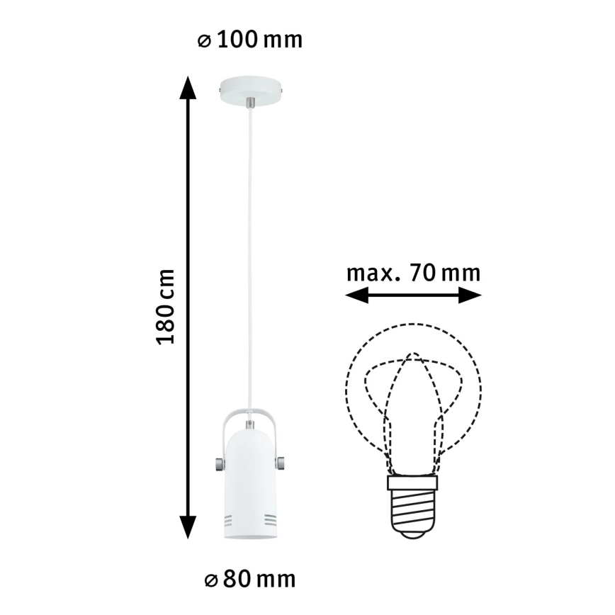 Paulmann 79767 - LED RGBW 1xE27/12W Pendelleuchte an Stahlseil LAVEA 230V weiß