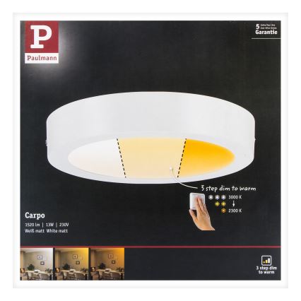 Paulmann 79795 – LED/13W Deckenleuchte CARPO 230V 2300/2500/3000K