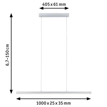 Paulmann 79900 – LED/42W Dimmbare Hängeleuchte an Schnur LENTO 230V mattes Chrom