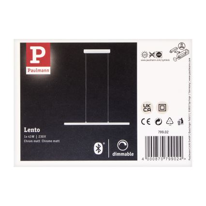 Paulmann 79902 – LED/43W Dimmbare Hängeleuchte an Schnur SMART LENTO 230V 2700-6000K