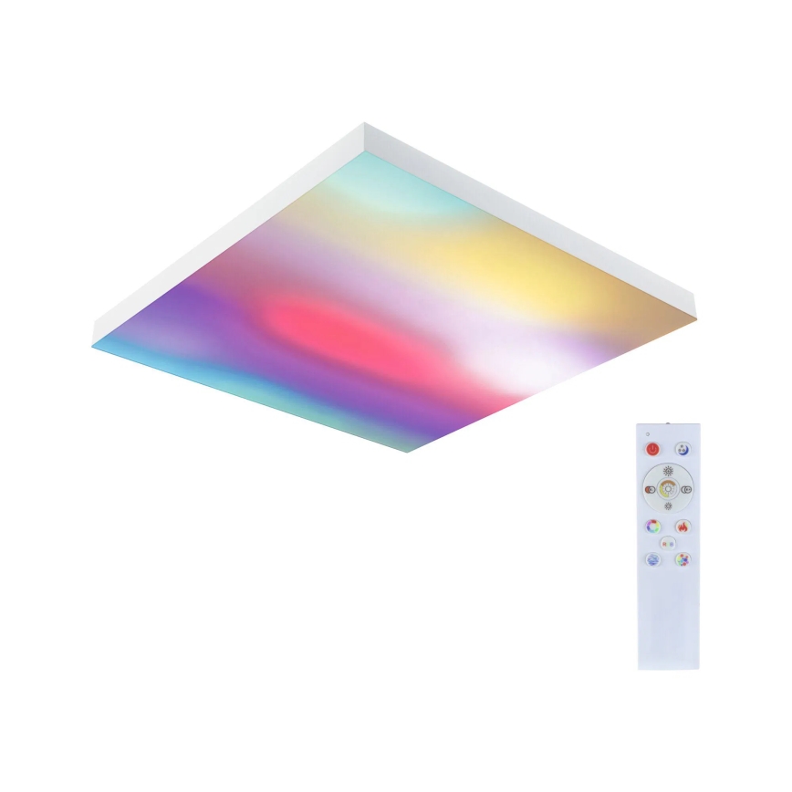 Paulmann 79910 - LED, 31 W RGBW-dimmbare Deckenleuchte LORIA, 230 V, 3000–6500 K, 59,5 × 59,5 cm, weiß + Fernbedienung