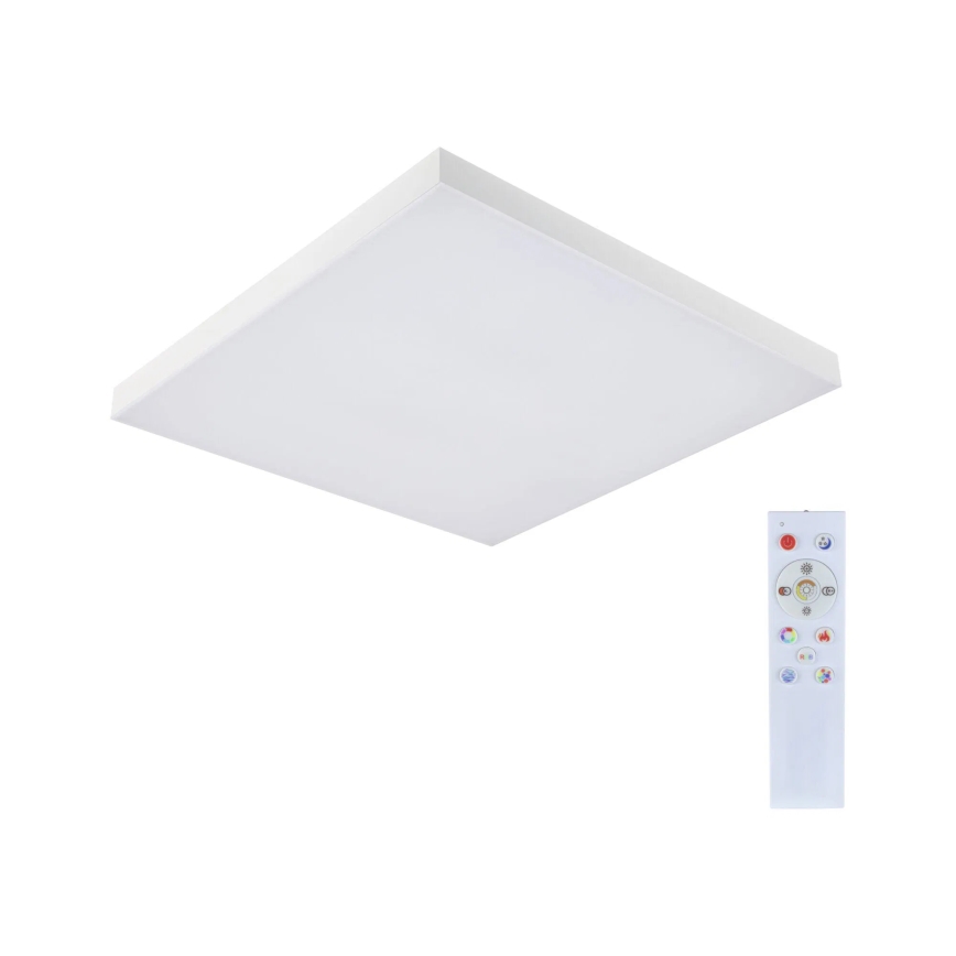 Paulmann 79910 - LED, 31 W RGBW-dimmbare Deckenleuchte LORIA, 230 V, 3000–6500 K, 59,5 × 59,5 cm, weiß + Fernbedienung