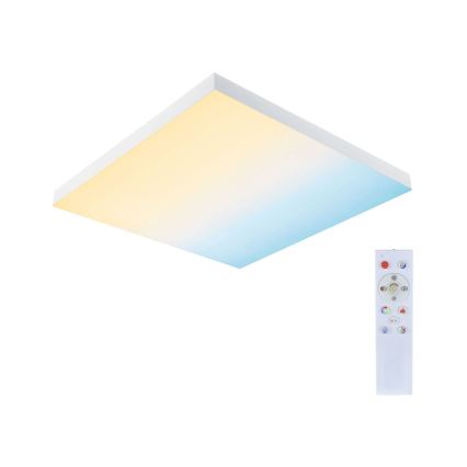 Paulmann 79910 - LED, 31 W RGBW-dimmbare Deckenleuchte LORIA, 230 V, 3000–6500 K, 59,5 × 59,5 cm, weiß + Fernbedienung
