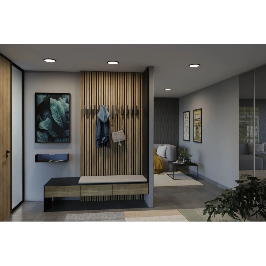 Paulmann 79965 - LED/13W IP44 Dimmbare Badezimmer-Deckeneinbauleuchte AREO 230V Ø 17,5 cm schwarz