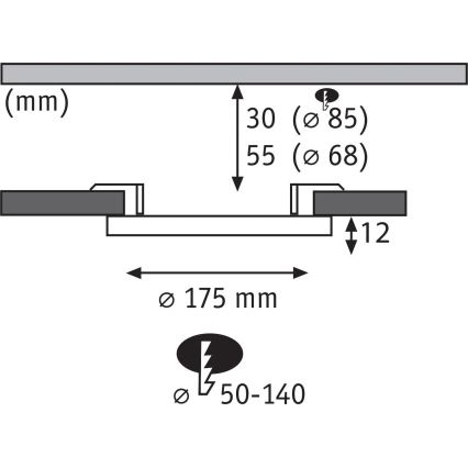 Paulmann 79965 - LED/13W IP44 Dimmbare Badezimmer-Deckeneinbauleuchte AREO 230V Ø 17,5 cm schwarz