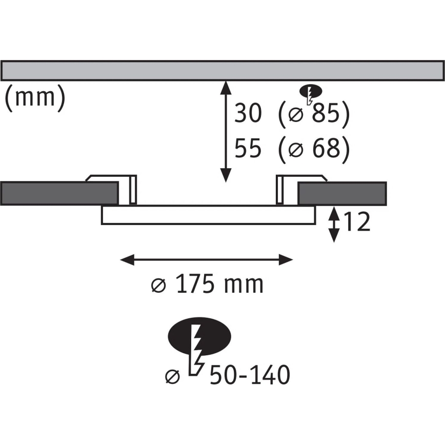 Paulmann 79965 - LED/13W IP44 Dimmbare Badezimmer-Deckeneinbauleuchte AREO 230V Ø 17,5 cm schwarz
