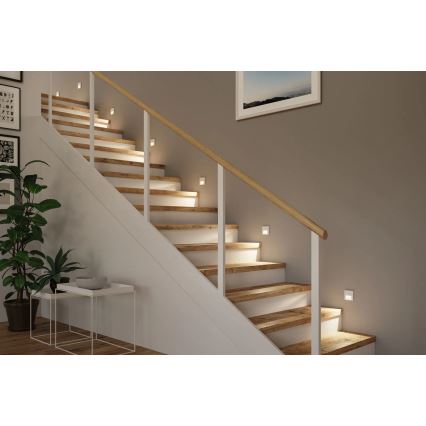 Paulmann 80002 - LED/1W Treppenlicht mit Sensor TSARO 230V Messing/Weiß