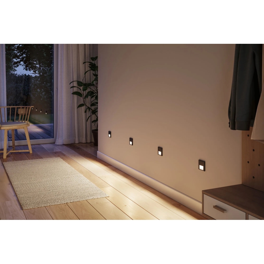 Paulmann 80004 - LED/1W Treppenleuchte mit Sensor TSARO 230V Lead/schwarz