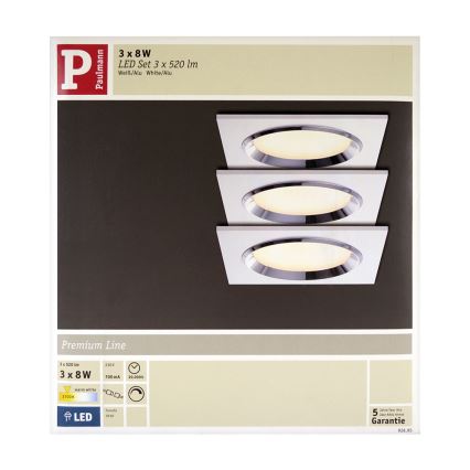 Paulmann 92695 - SET 3x LED Einbauleuchte DICE 3xLED/8W/230V