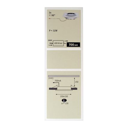 Paulmann 92695 - SET 3x LED Einbauleuchte DICE 3xLED/8W/230V