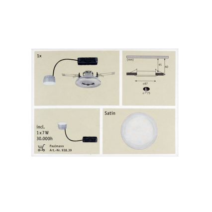 Paulmann 92848 - LED/7W IP65 Badezimmer Einbauleuchte COIN 230V