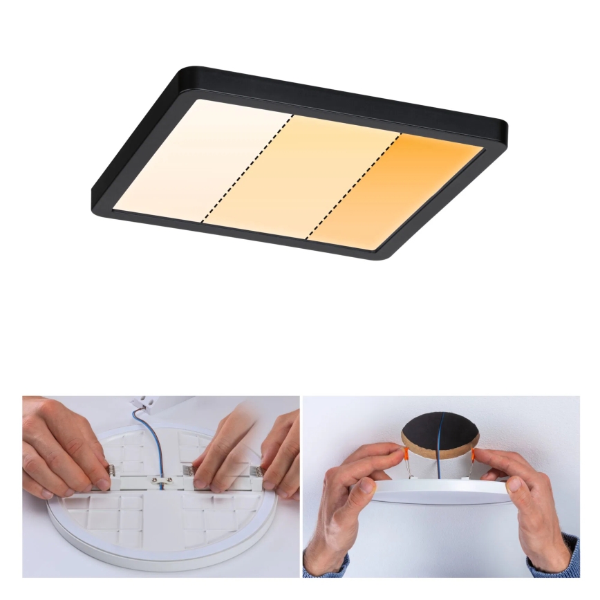 Paulmann 93101 - LED/13W IP44 Badezimmer-Einbauleuchte AREO 230V 2000/3000/4000K 17,5x17,5 cm schwarz